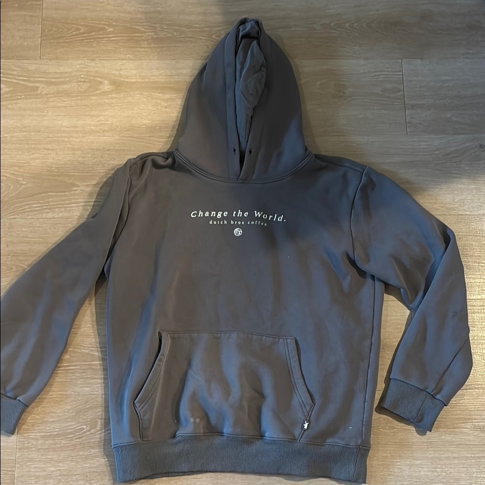 Dutch Bros Gray Sweater with Ribbed Cuffs